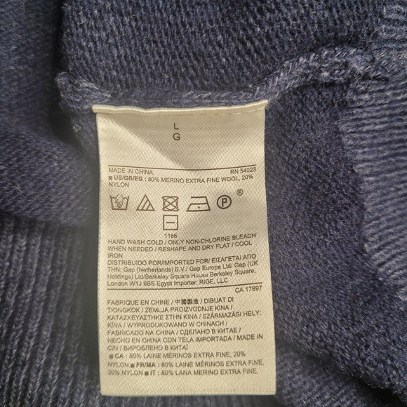 Banana Republic Sweater Men Large Blue Navy Stripes Wool Blend Crewneck Filpucci - Picture 7 of 9